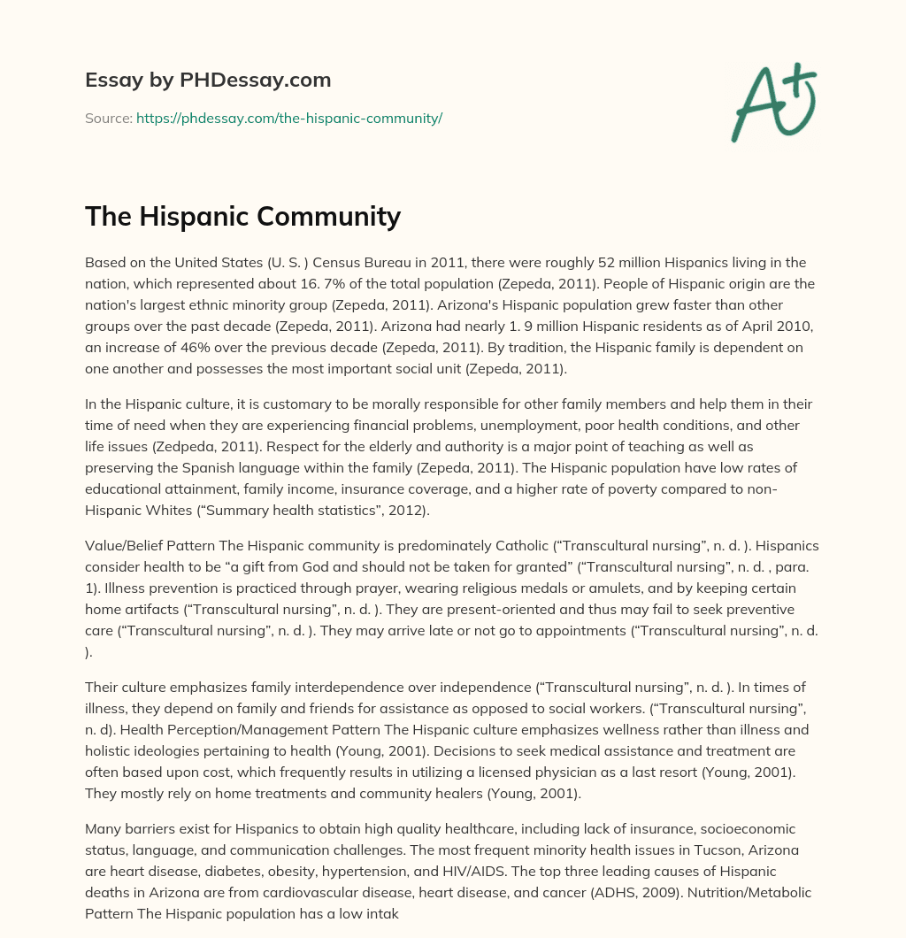 The Hispanic Community essay