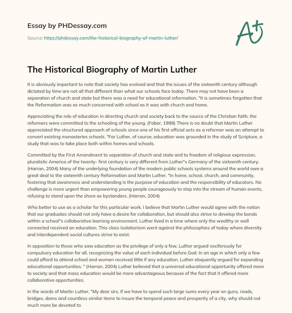 martin luther biography essay