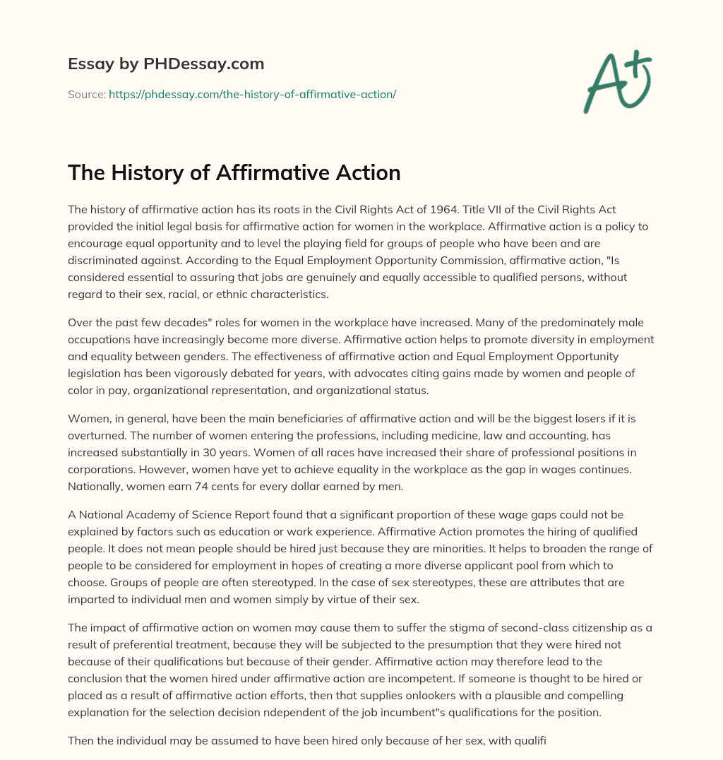 The History of Affirmative Action essay