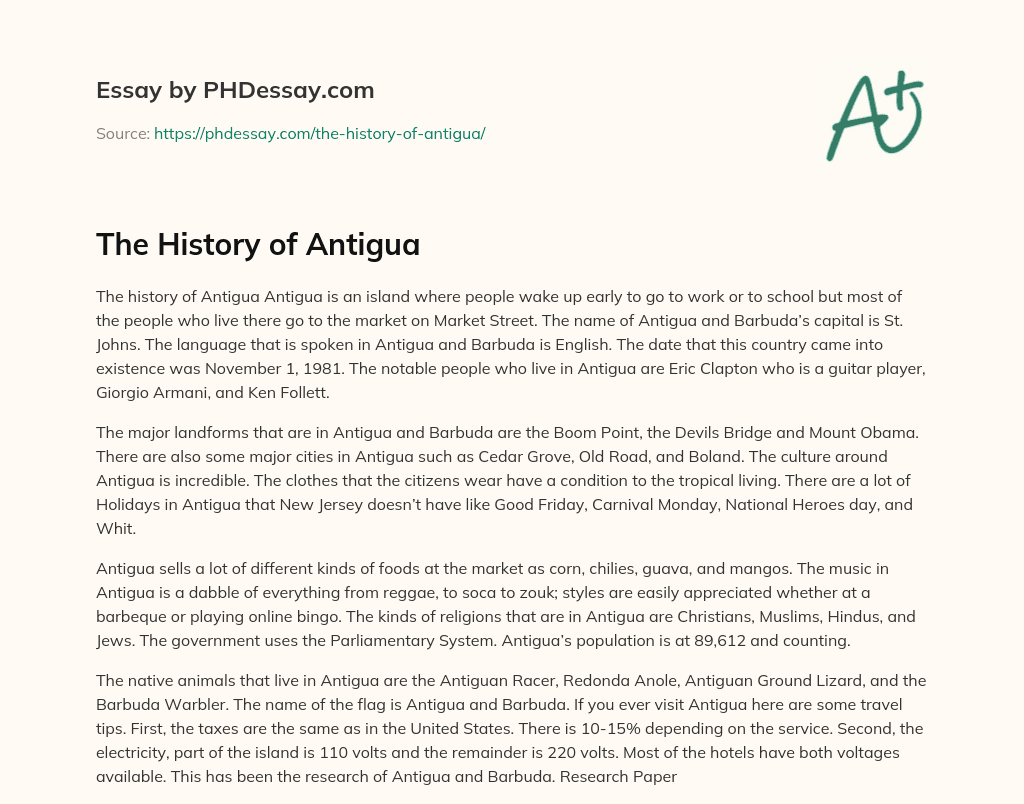 The History of Antigua essay