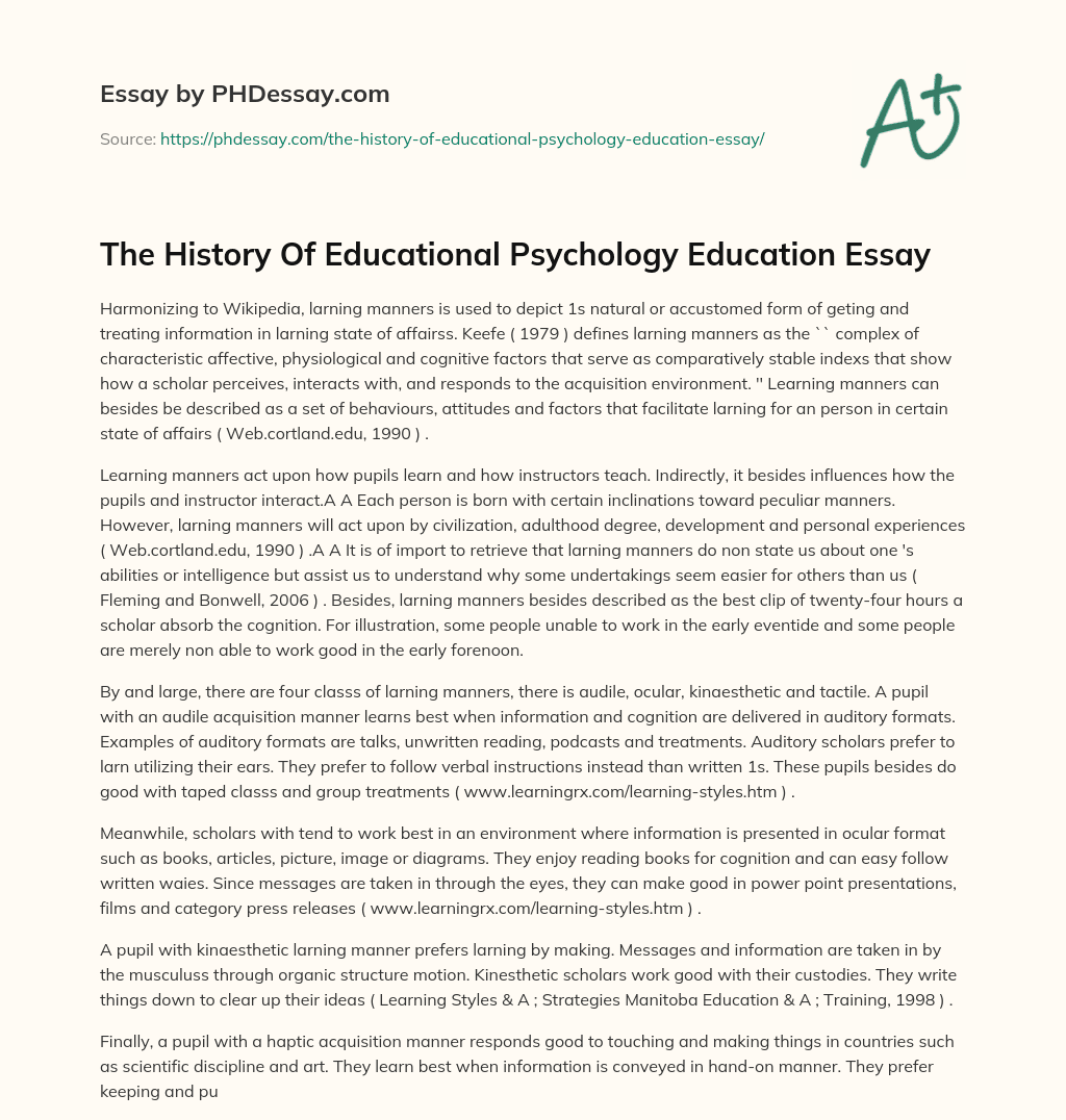 essay about educational psychology