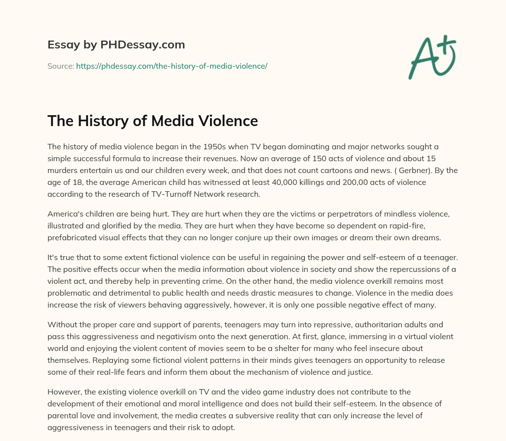 The History of Media Violence essay