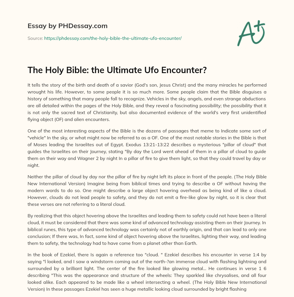 The Holy Bible: the Ultimate Ufo Encounter? essay