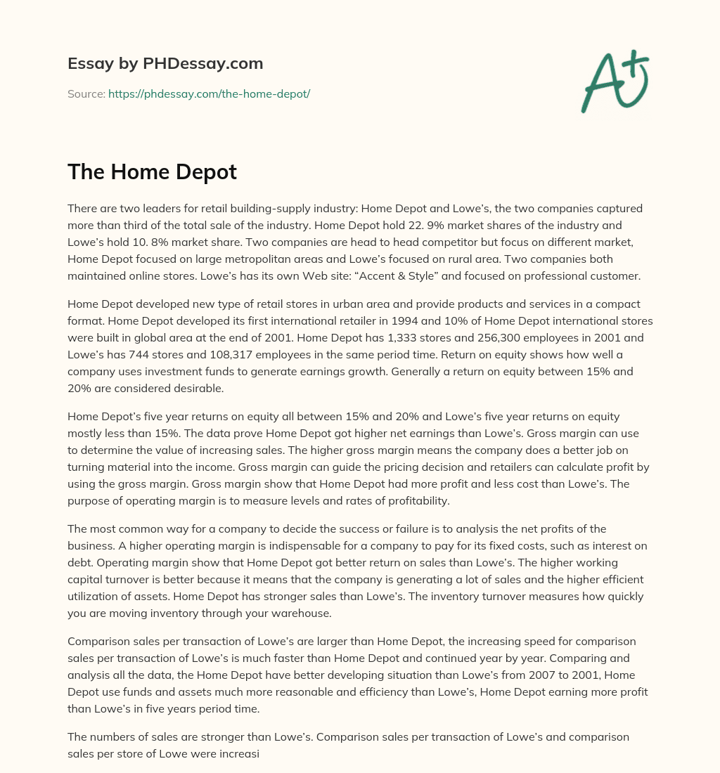 The Home Depot essay
