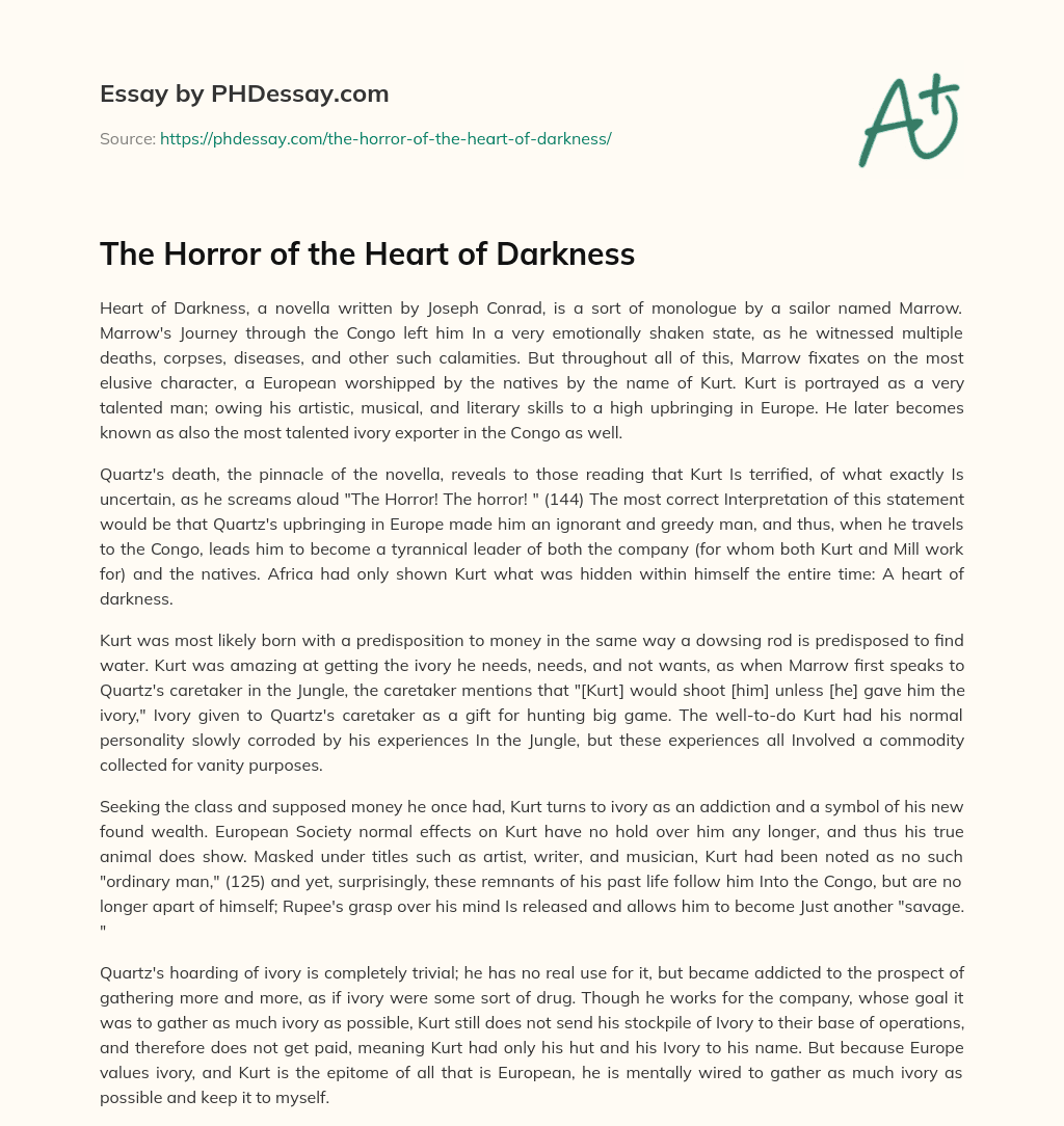 The Horror of the Heart of Darkness essay