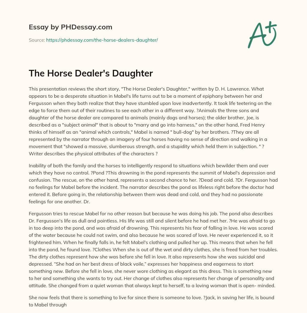 The Horse Dealer’s Daughter essay
