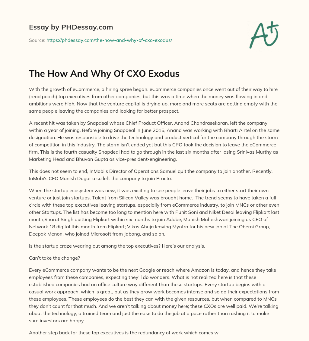 The How And Why Of CXO Exodus essay