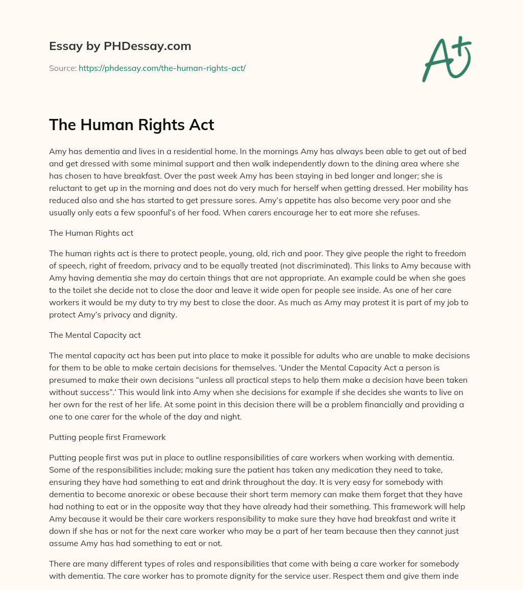 human rights act essay
