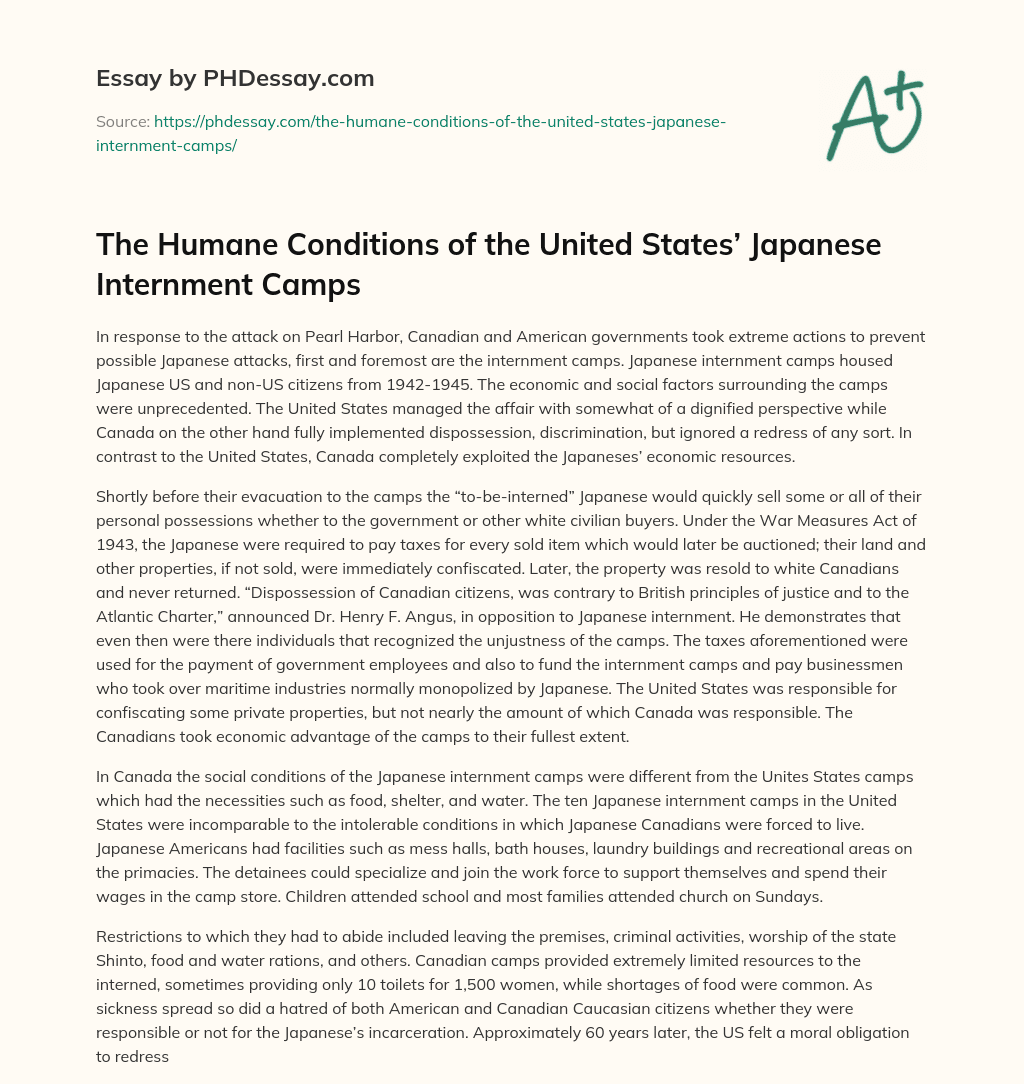 thesis statement of japanese internment camps