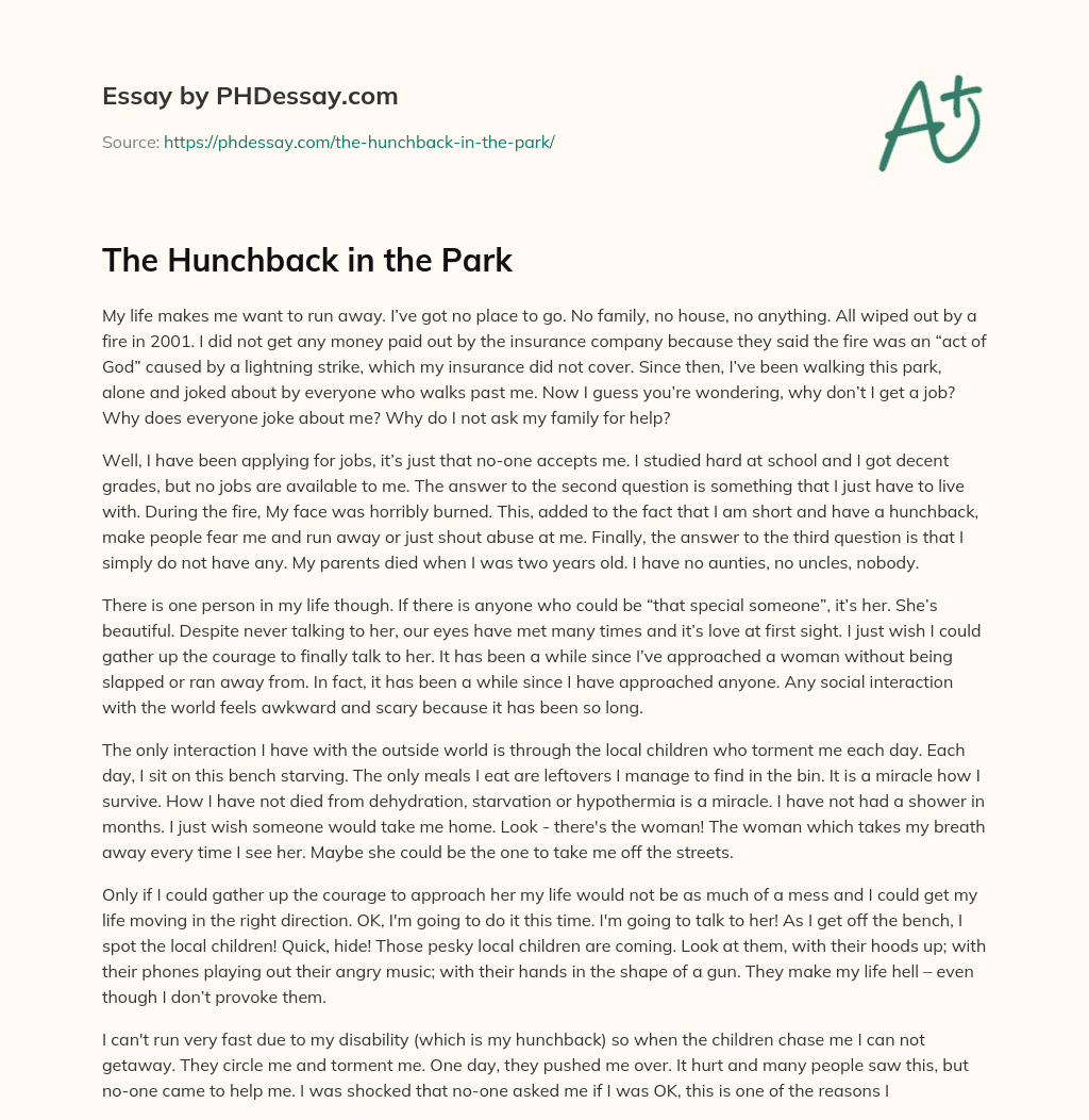 The Hunchback in the Park - PHDessay.com