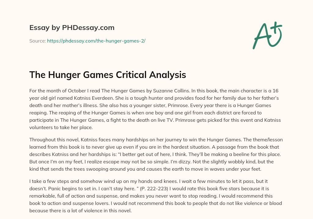 The Hunger Games Critical Analysis essay