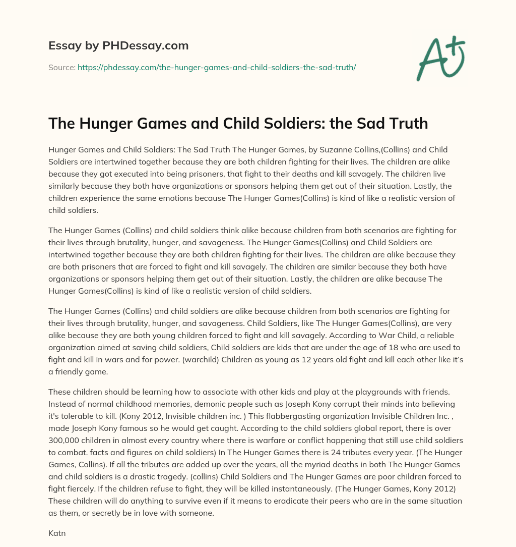 The Hunger Games and Child Soldiers: the Sad Truth essay