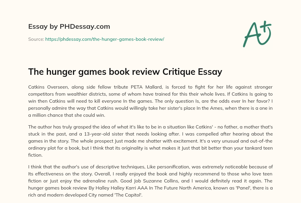 a book review on the hunger games