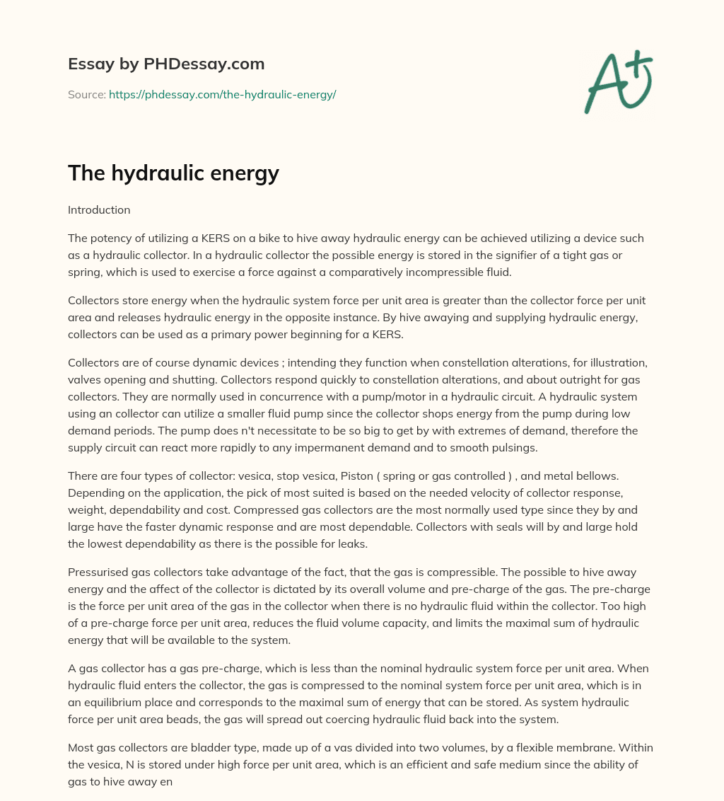 The hydraulic energy essay