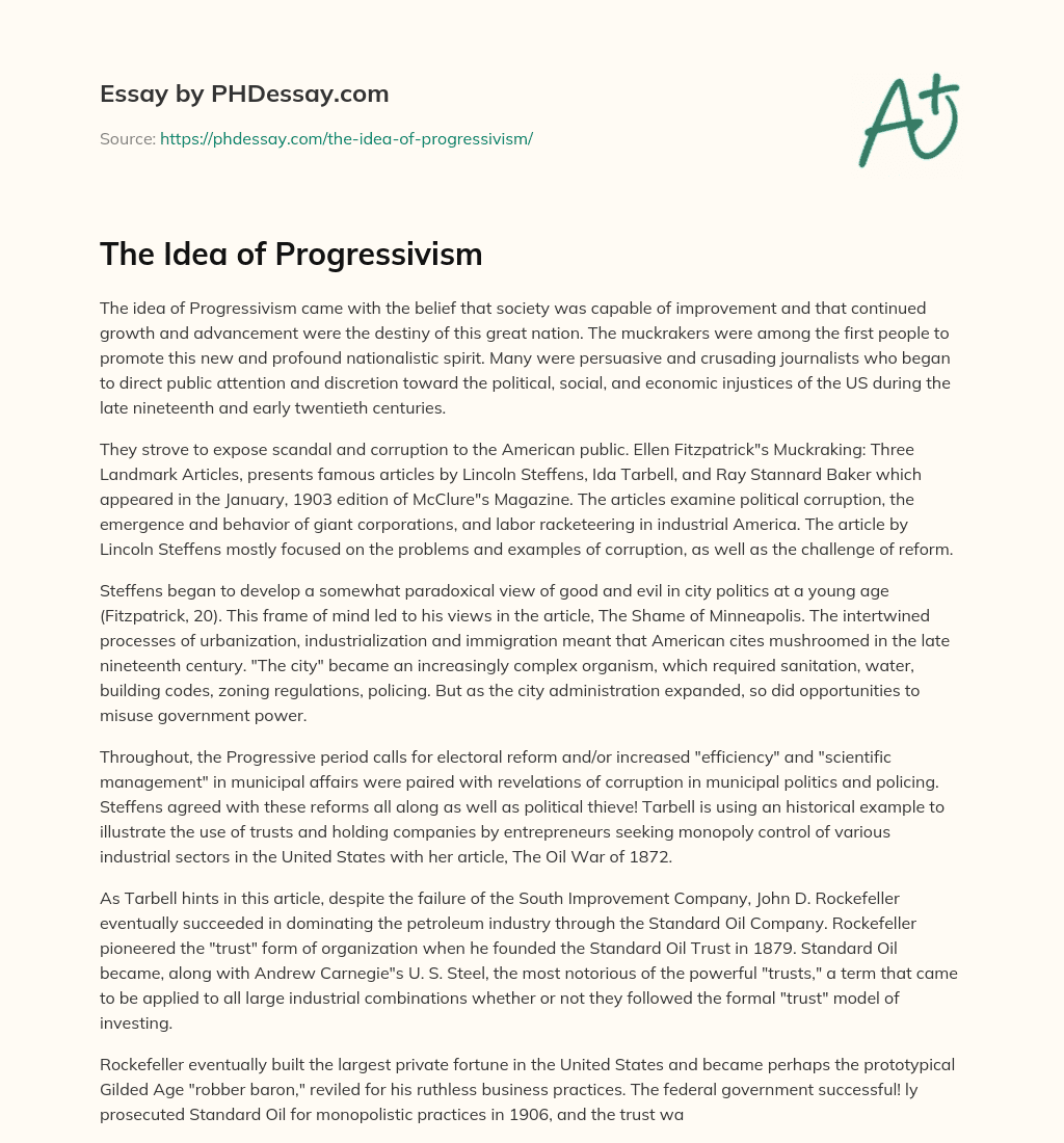 The Idea of Progressivism essay