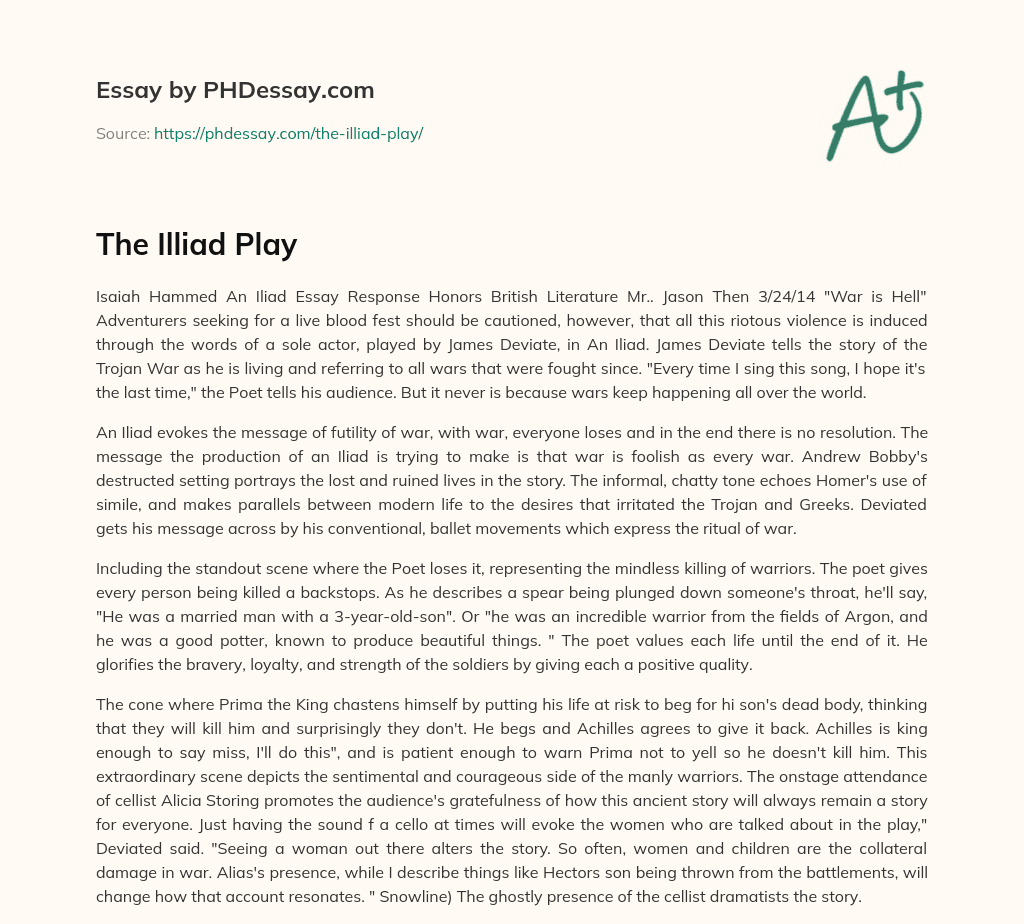The Illiad Play essay