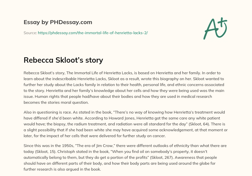 Rebecca Skloot’s story essay