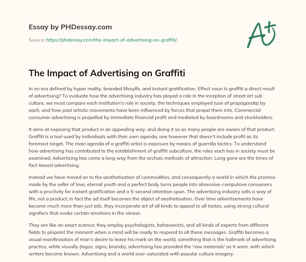 The Impact of Advertising on Graffiti essay