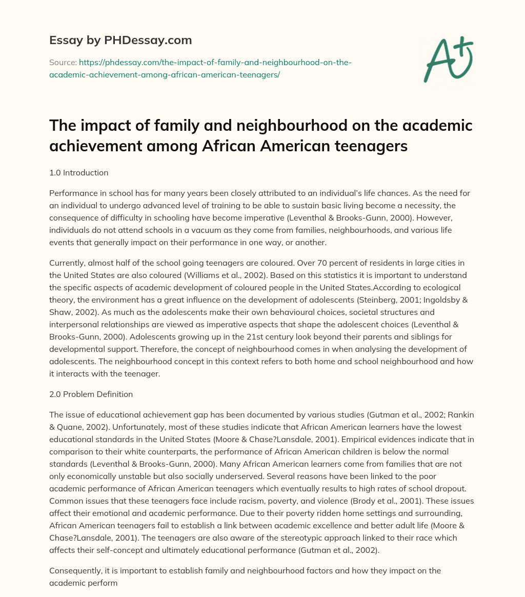 Understanding Academic Development of Coloured People in the United States essay