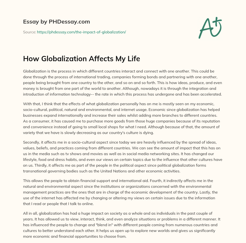 essay how globalization affects your life