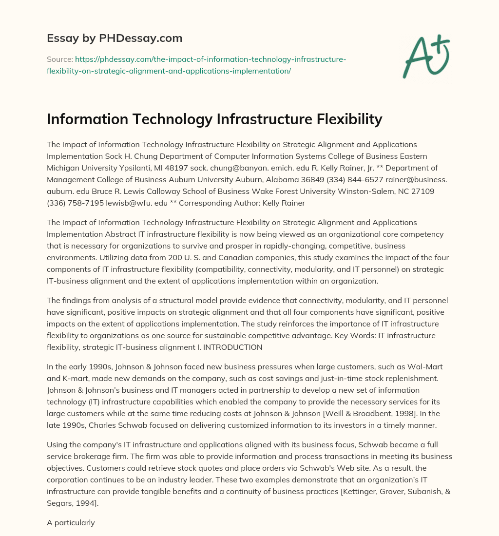 Information Technology Infrastructure Flexibility