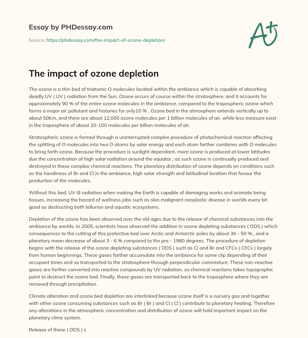 The impact of ozone depletion essay