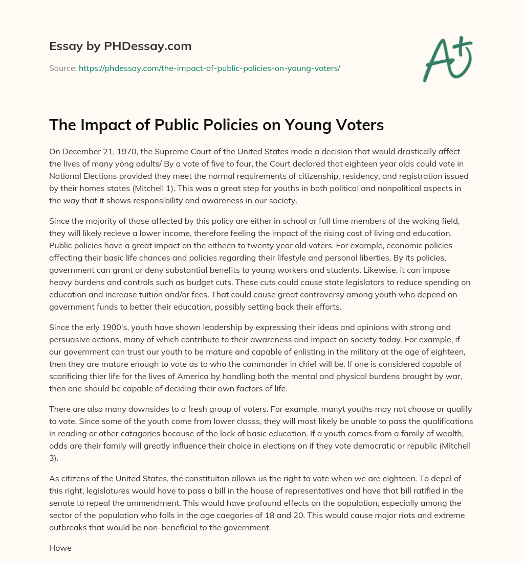 The Impact of Public Policies on Young Voters essay