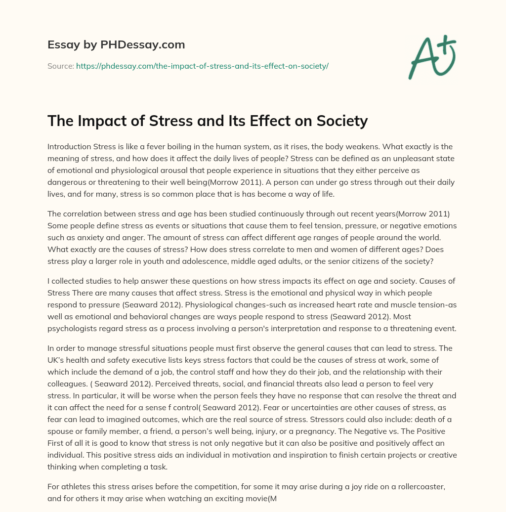 The Impact of Stress and Its Effect on Society essay