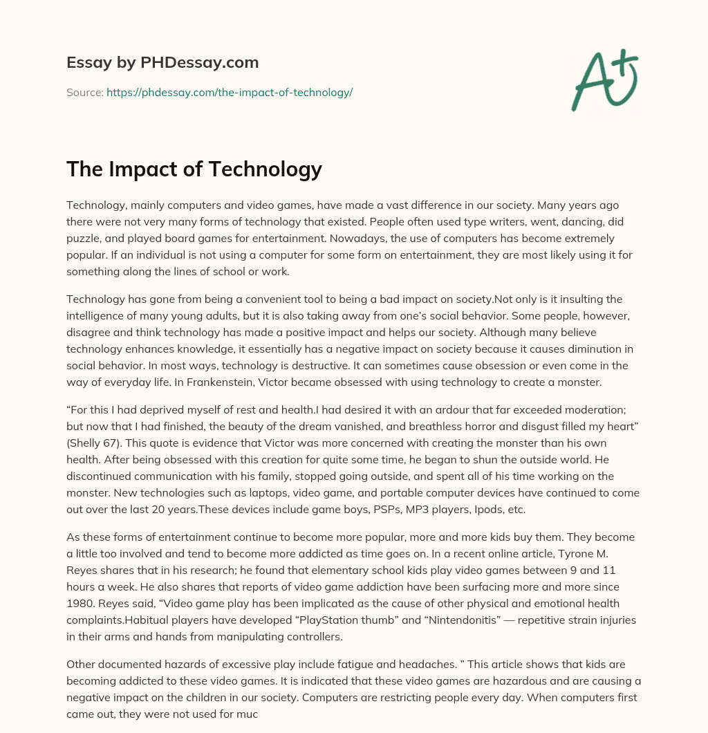 The Impact of Technology essay