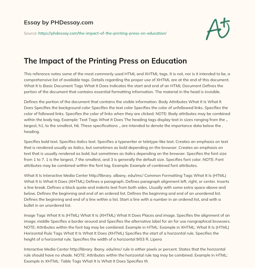 The Impact of the Printing Press on Education