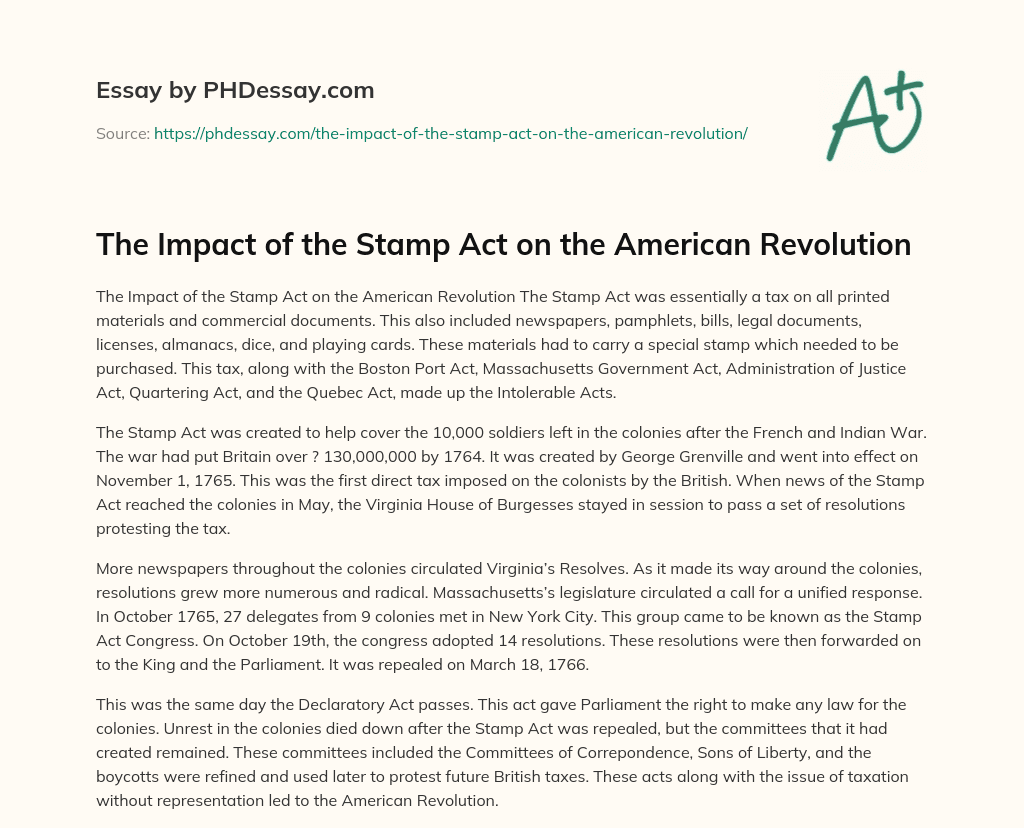 stamp act research paper