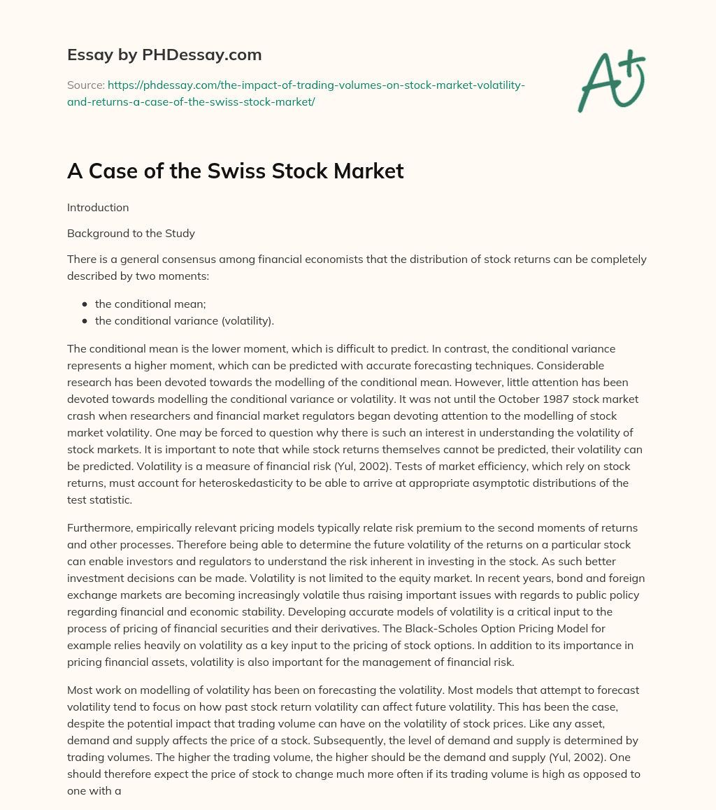 A Case of the Swiss Stock Market essay