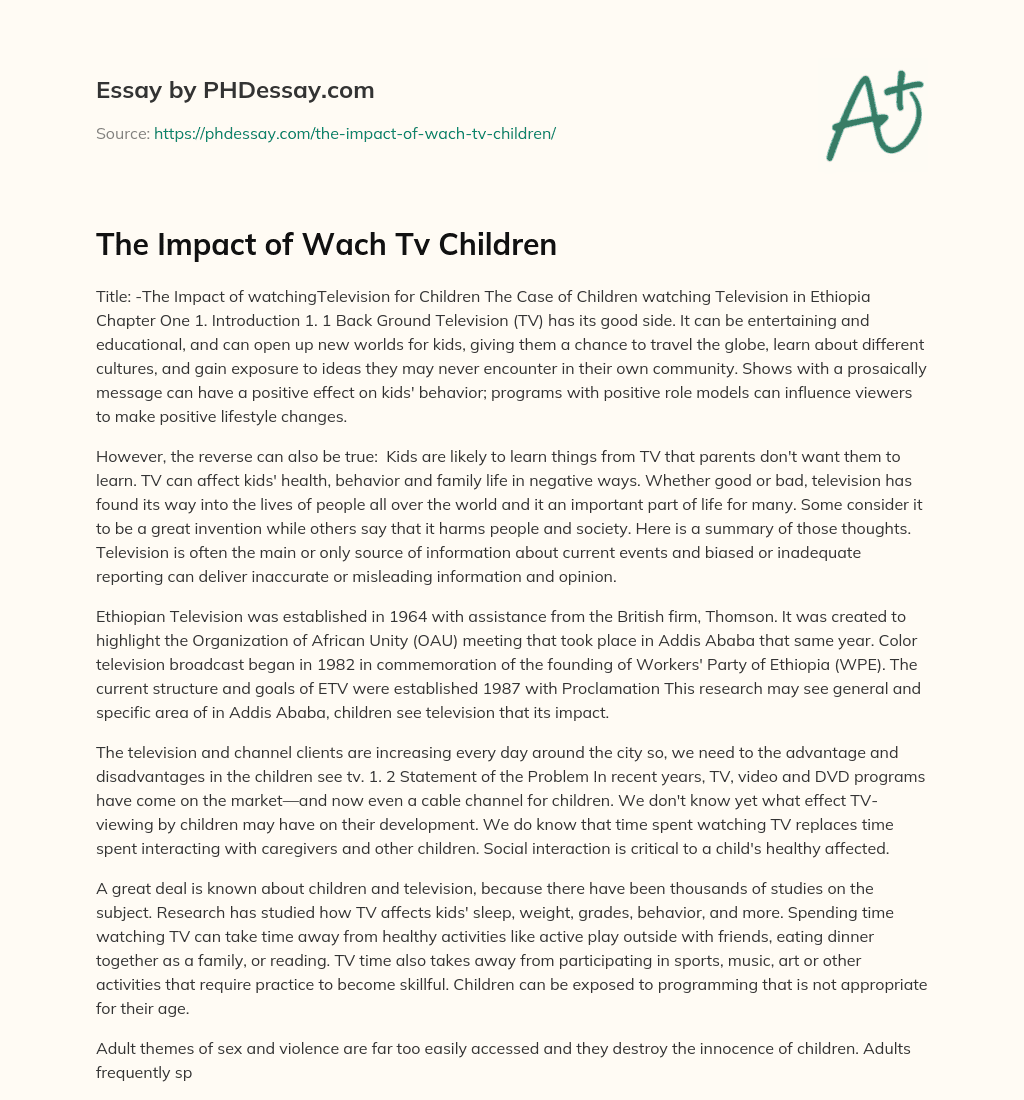 The Impact of Wach Tv Children essay