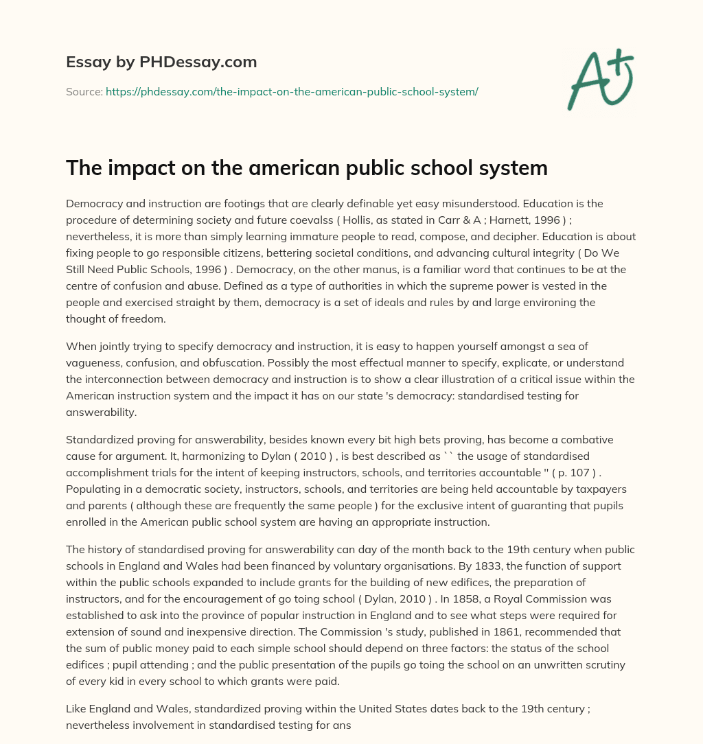The impact on the american public school system essay