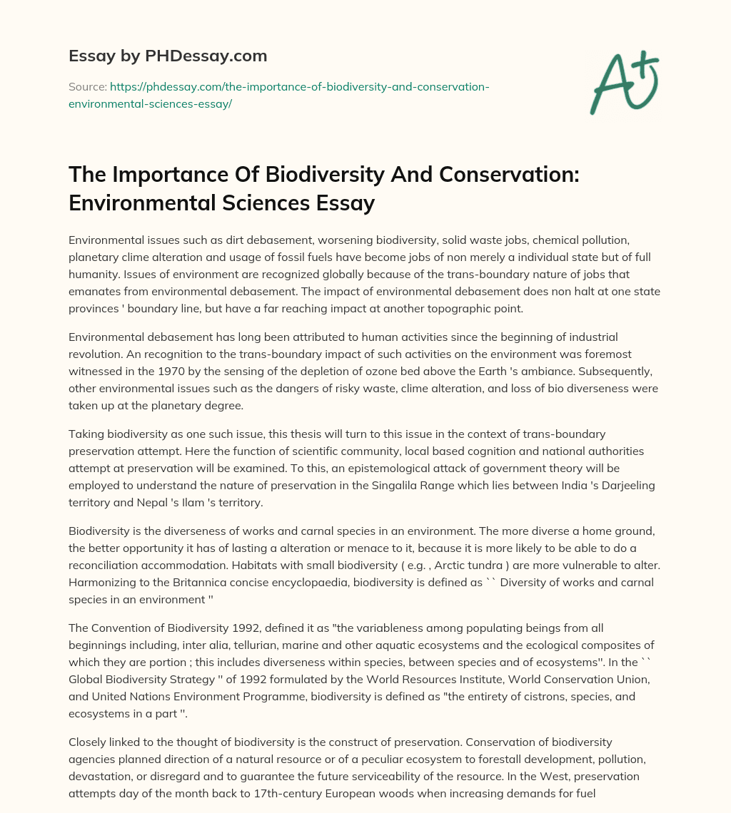 discursive essay on protection of biodiversity