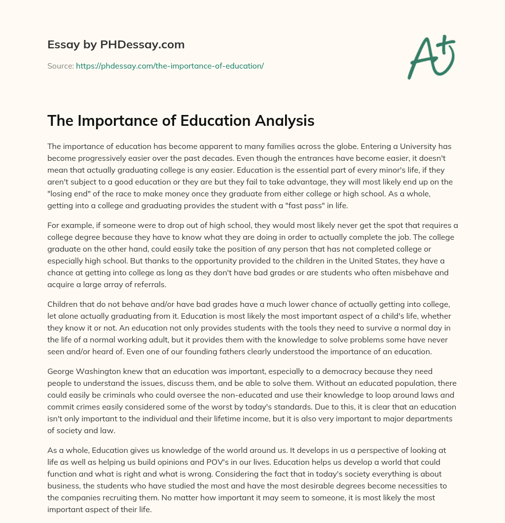 The Importance of Education Analysis essay