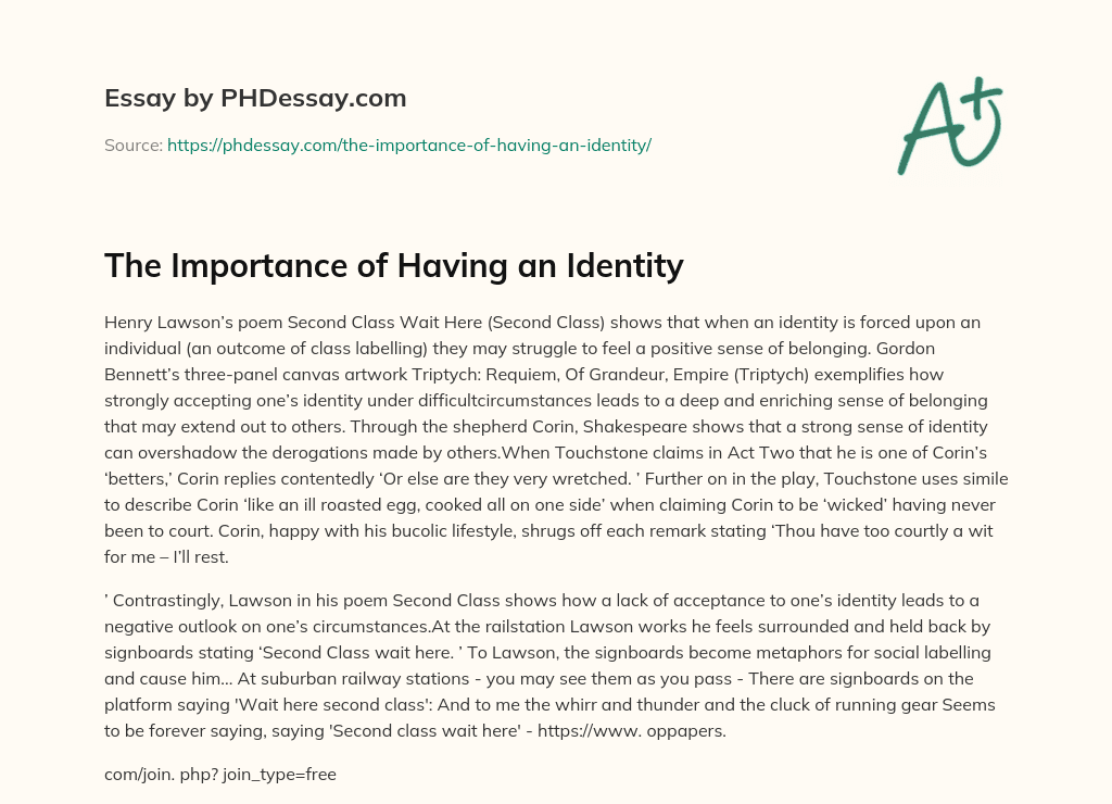 importance of identity essay