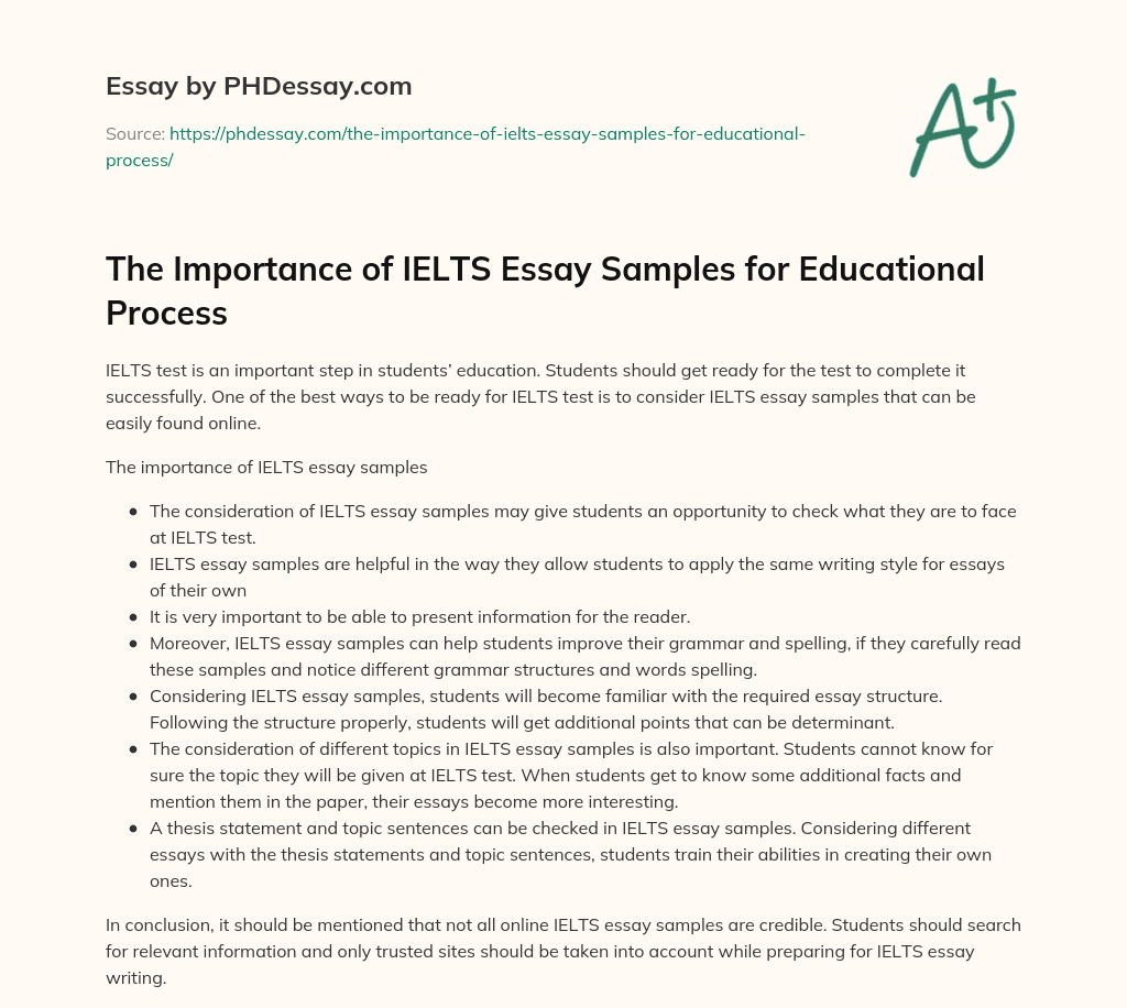 The Importance of IELTS Essay Samples for Educational Process essay