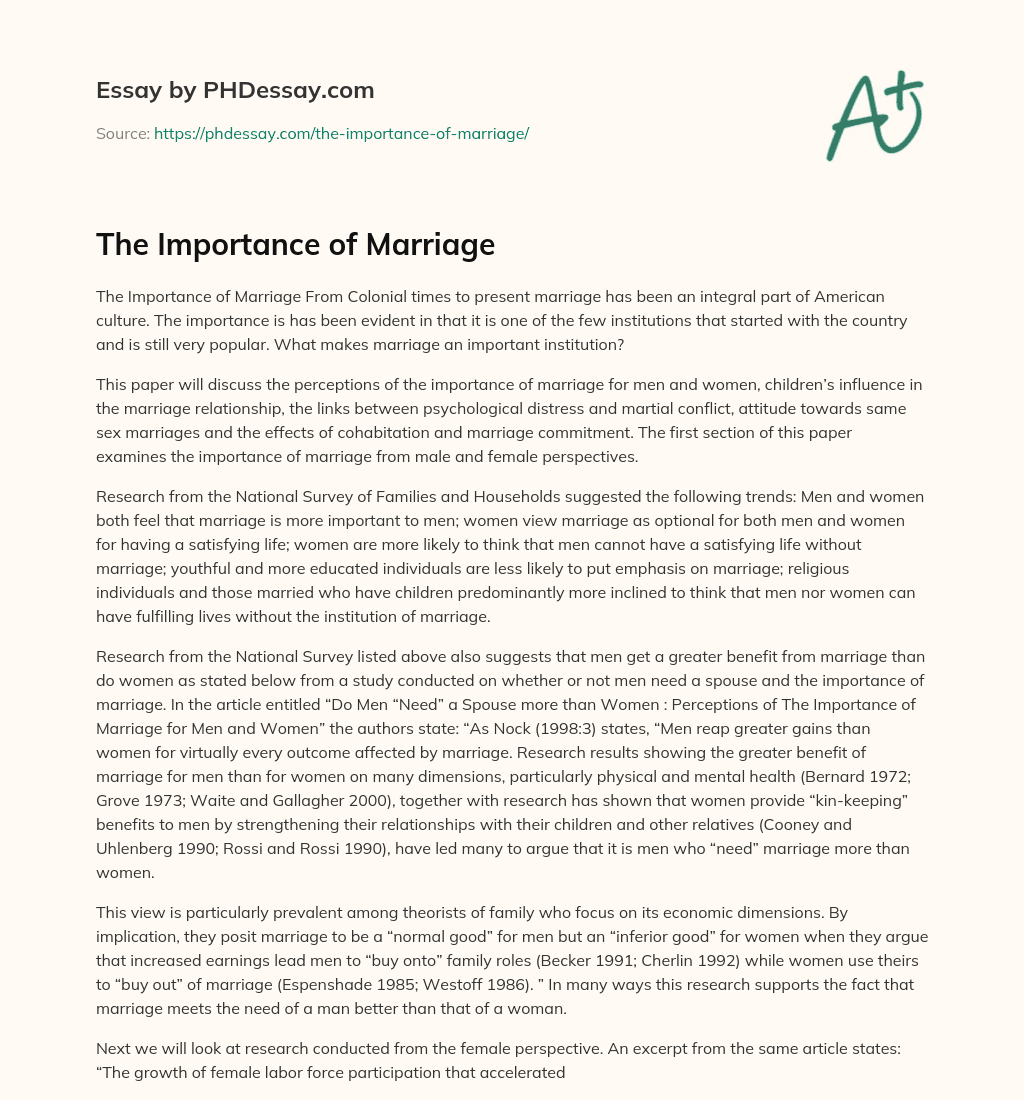 importance of marriage essay