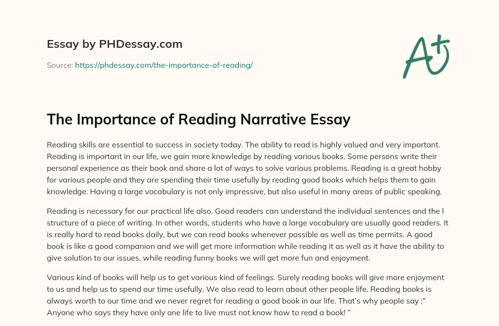 The Importance of Reading Narrative Essay essay