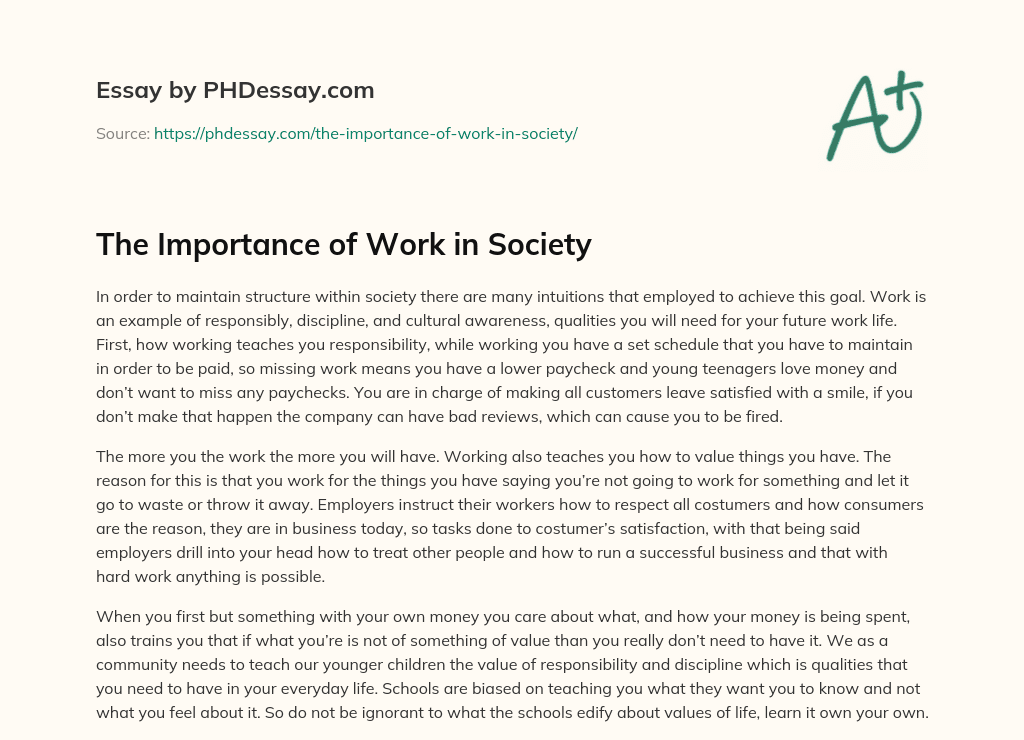 essay on society work