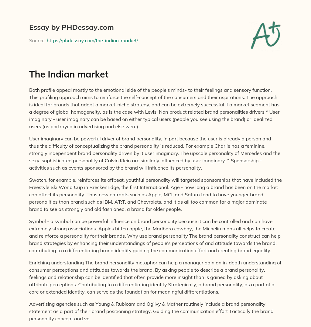 essay on indian market