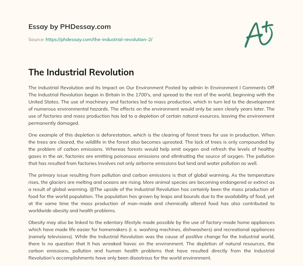 The Industrial Revolution essay