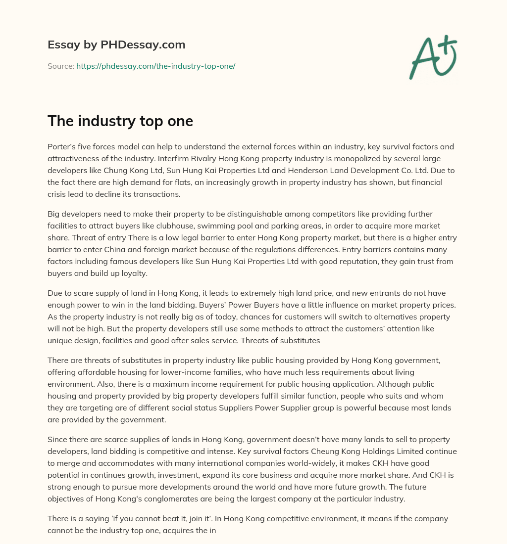 The industry top one essay
