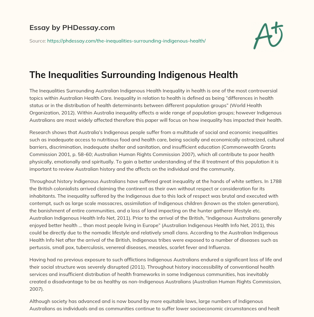 The Inequalities Surrounding Indigenous Health essay