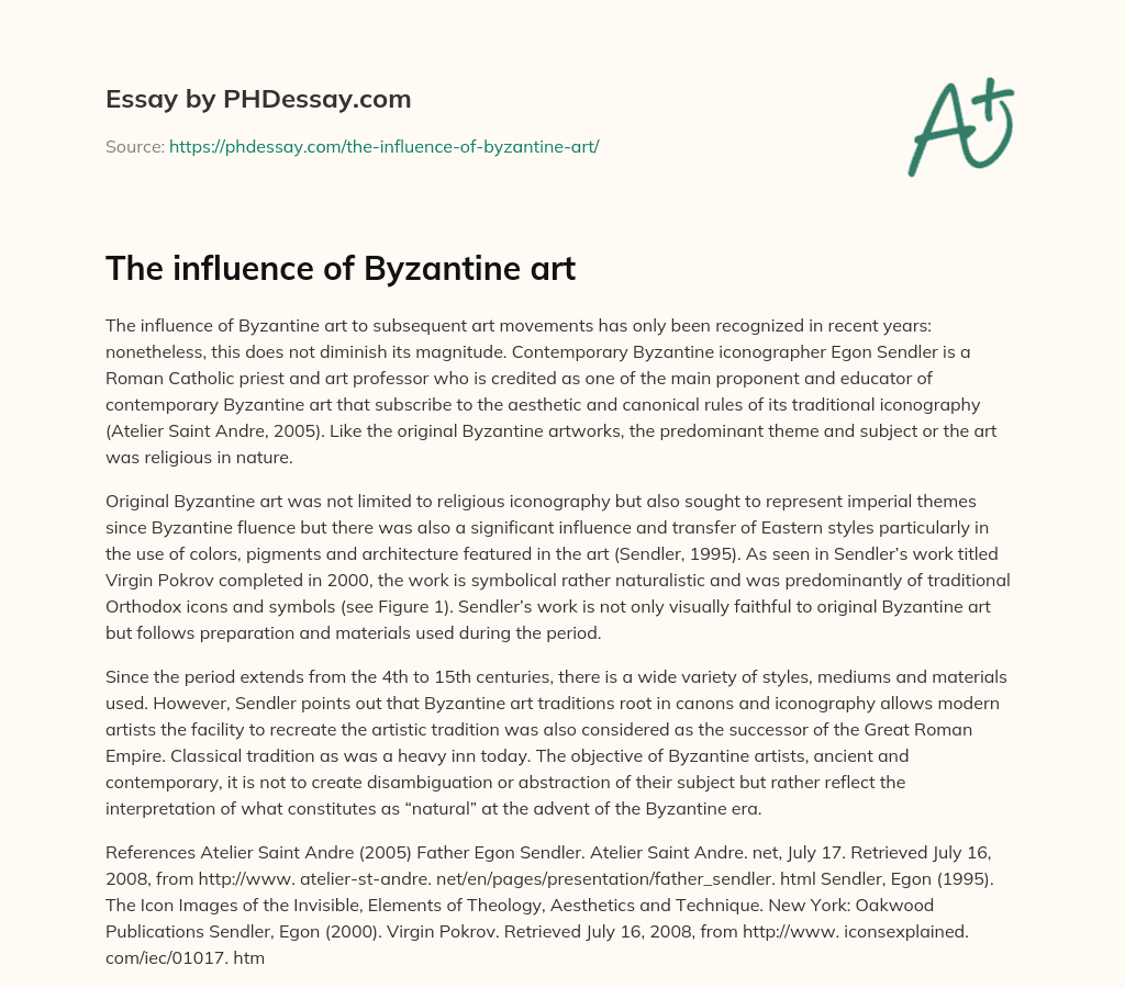 The influence of Byzantine art essay