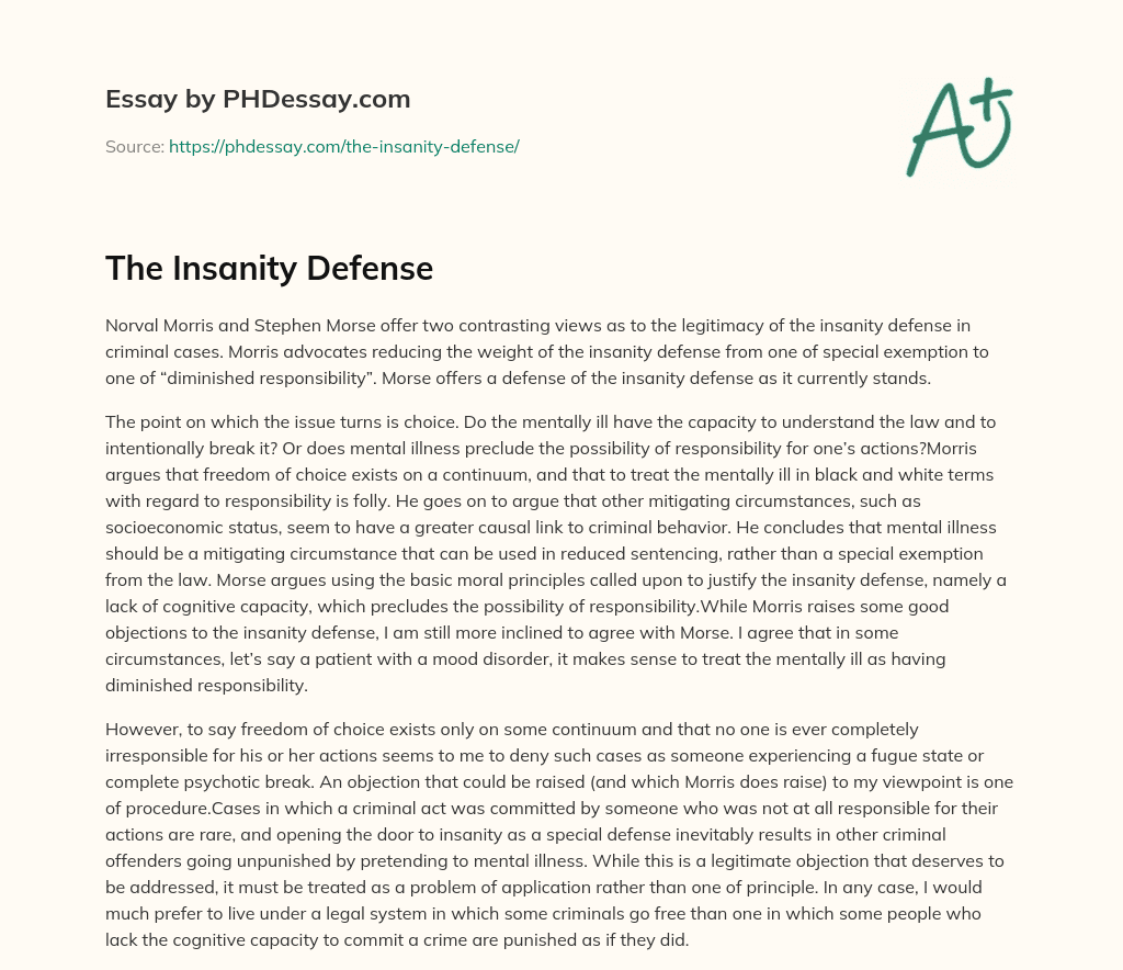 The Insanity Defense essay