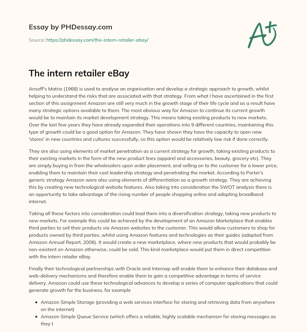 The intern retailer eBay essay