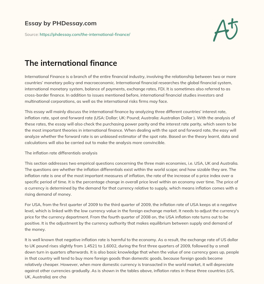 The international finance essay