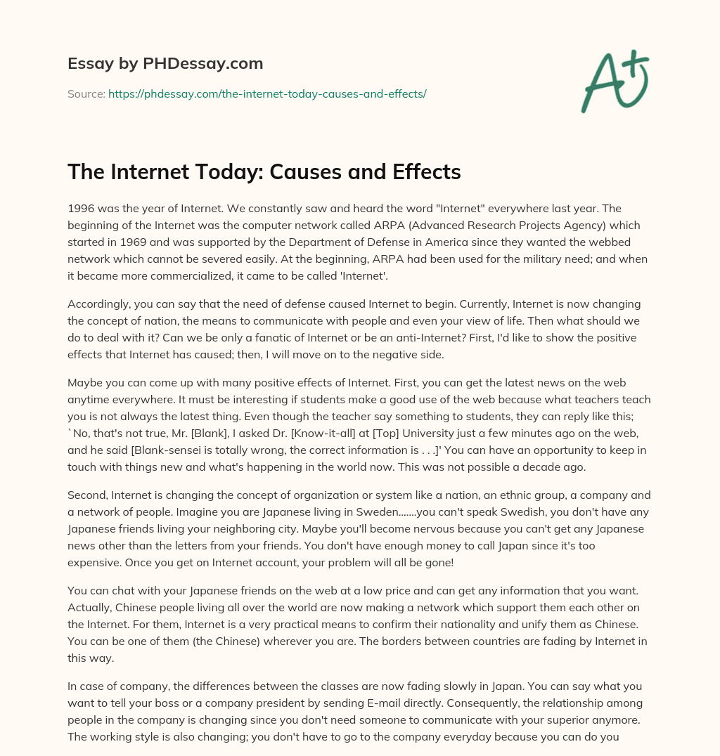 internet and its effects essay
